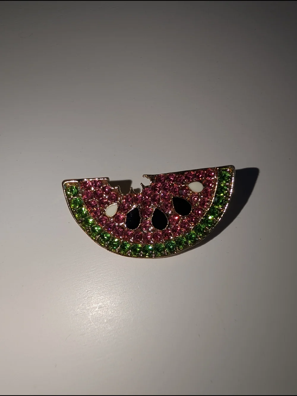 Watermelon Slice Brooch Sparkling Pink and Green